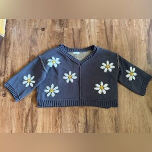 Carly Jean Los Angeles Gray and Yellow Knit Sweater